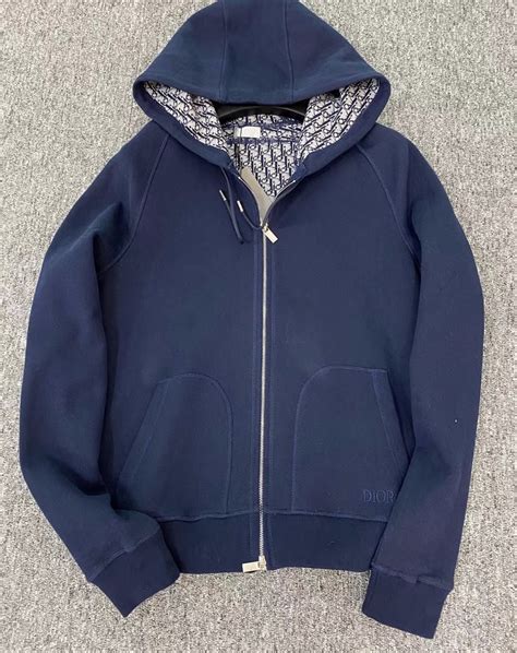 navy blue dior hoodie|Dior zip up hoodie.